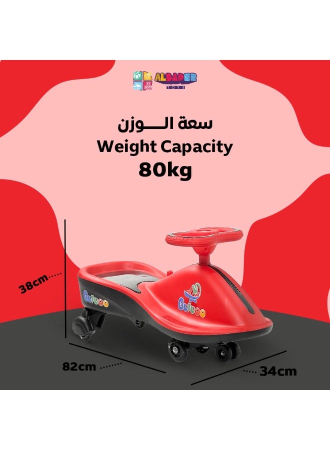 AL BADER Magic Swing Cars for Kids, Twister Magic Ride on Kids Car with LED Wheels, Kids Push Ride on Car With Lighted Seat, Strongest and Smoothest Twister Magic Ride Car for Kids With Music, Red - Image 4